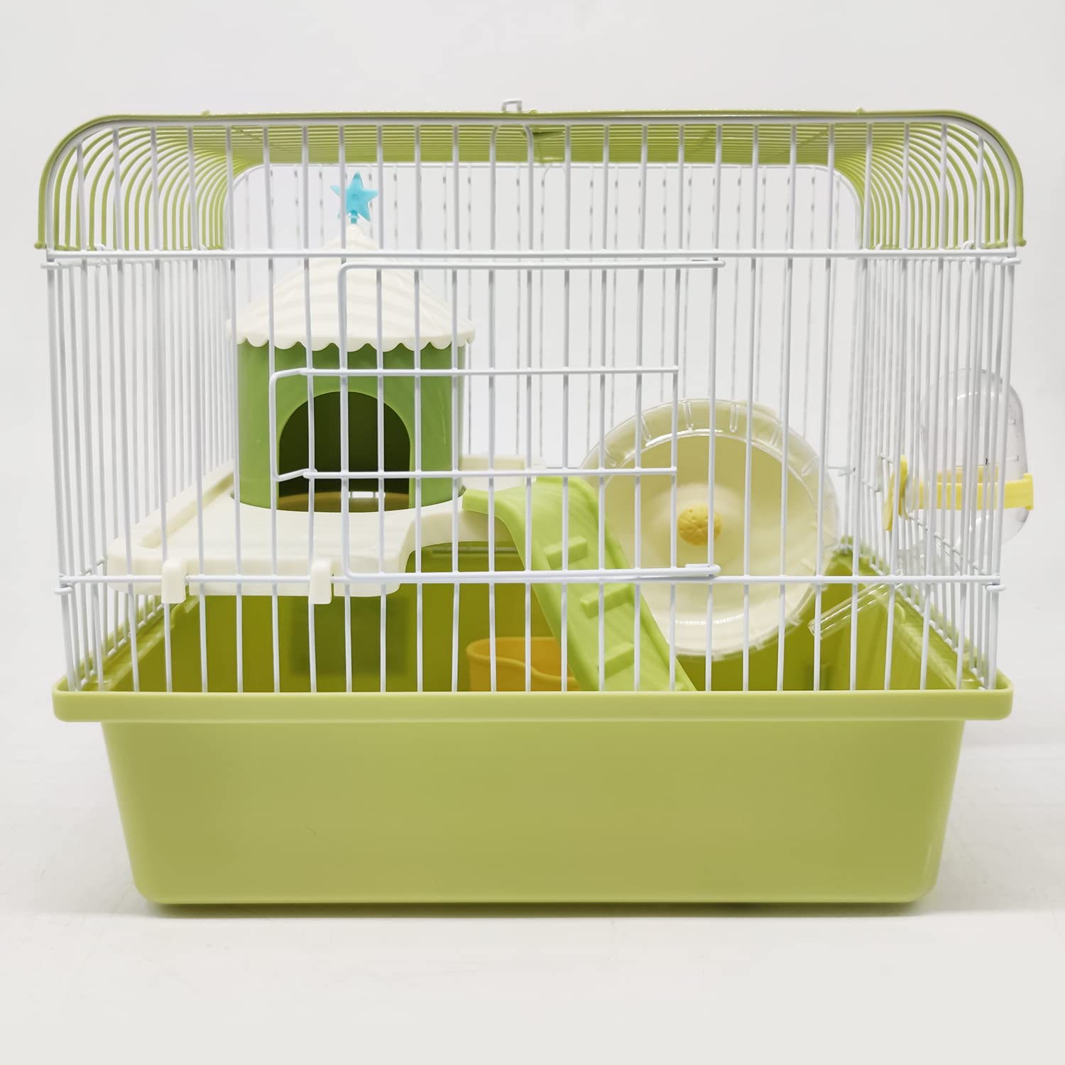 BPS Hamsterkäfig, Mini-Haus, Chalet, für Hamster, mit Futternapf, Tränke, Rad, zufällige Farbe, BPS-1381