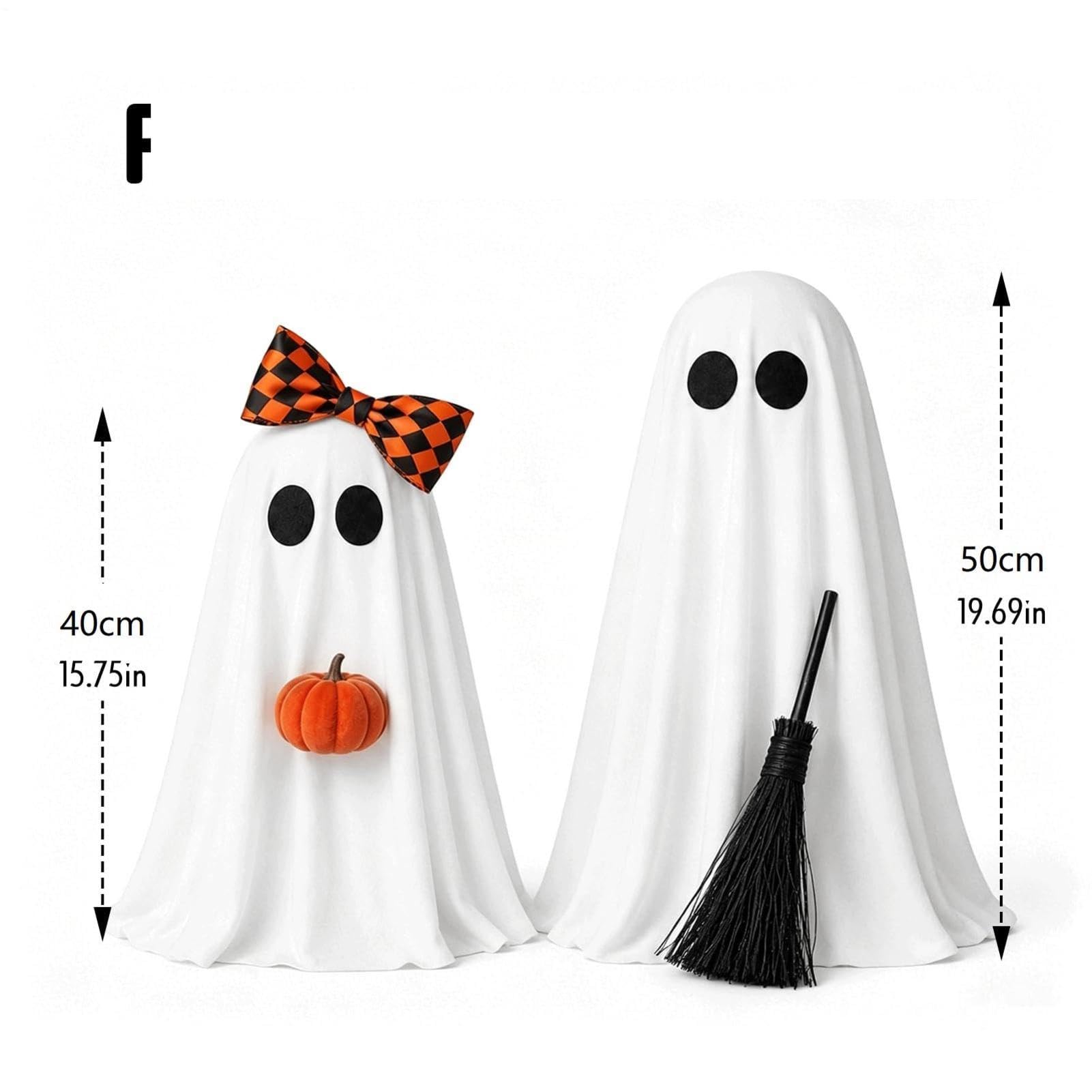 Straszne Dekoracje Na Halloween Dekoracyjne Świetlne Figurki Ducha LED | 2 Figurki Halloweenowe Z Miotłą Do Wewnątrz I Na Zewnątrz, Sypialni, Kominka, Parapetu, Półki, Przyjęć