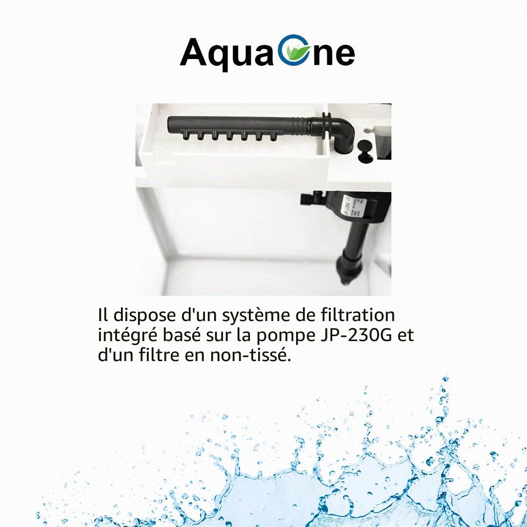 AquaOne Aquarium Kit complet LED avec pompe HR-230 noir I Petit nano aquarium 7 l I Mini Nano bassin pour poissons et crevettes