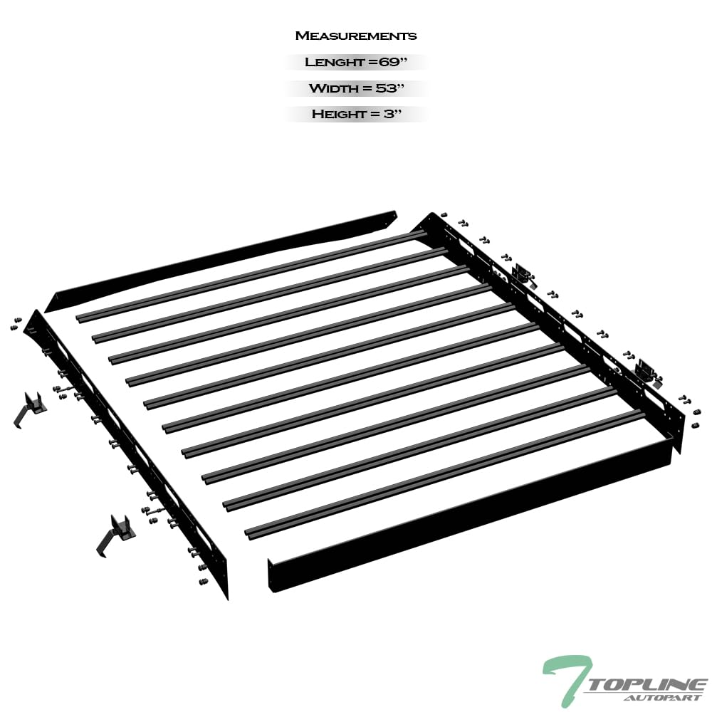 TLAPS 7422447447423 Compatible with 2019-2023 Dodge Ram 1500 New Body Crew Cab Black Modular Window Frames Roof Rack Cargo Basket Luggage Carrier with Wind Fairing