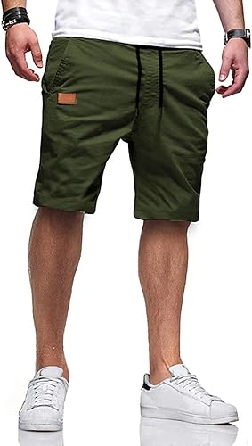 JMIERR Pantalones cortos casuales para hombre, pantalones cortos de golf chinos con cordón de algodón para verano y playa