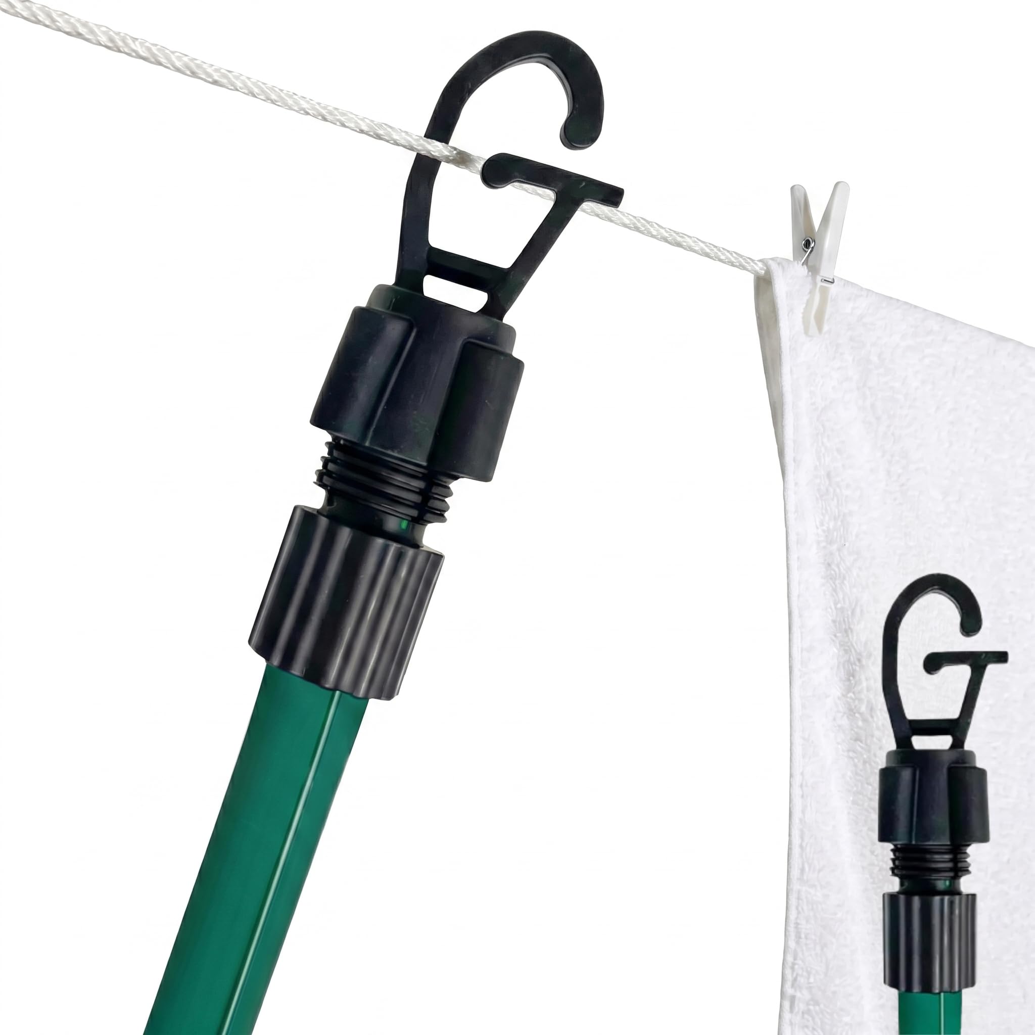 Unirobe Telescopic Washing Line Pole | Heavy Duty Adjustable Clothesline Prop | Extendable 2.6m/8.5ft Garden Laundry Pole with Hook | Rust-Resistant Outdoor Drying Support