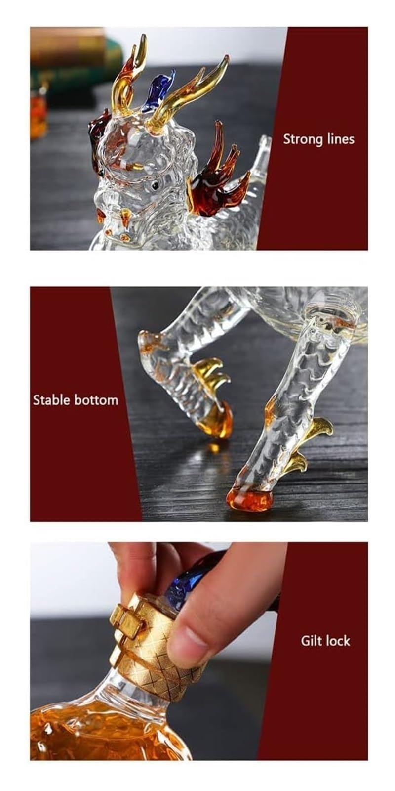 Butelki na whisky i wino, 1000 ml szklany dekanter do whisky Kirin Sculpture