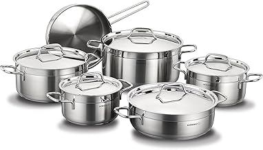 طقم اواني للطهي الفا بلس من 11 قطعة كوركماز - A1610، فضي، ستانلس ستيل، مصقول