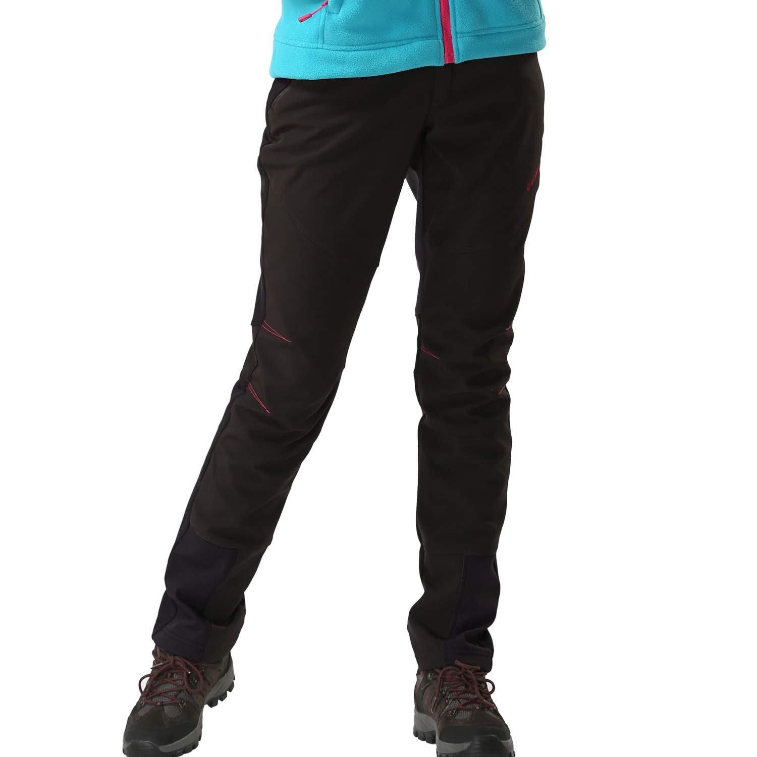Pantaloni da donna antivento idrorepellenti altamente flessibili in pile termico escursionismo campeggio all'aperto pantaloni softshell