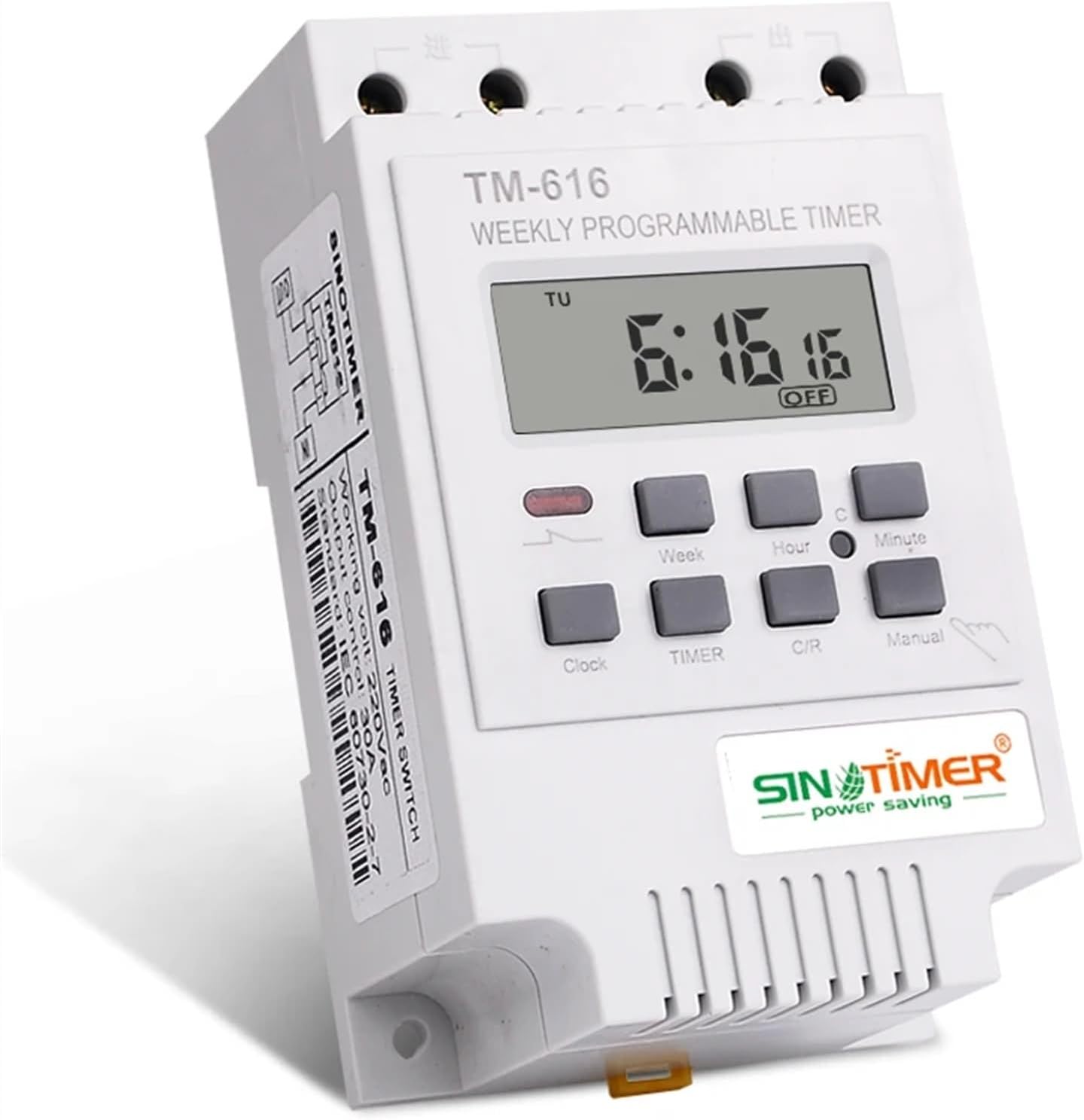 30AMP 7 Days Programmable Digital Timer Switch Relay Control Time 220V Din Rail Mount(White)