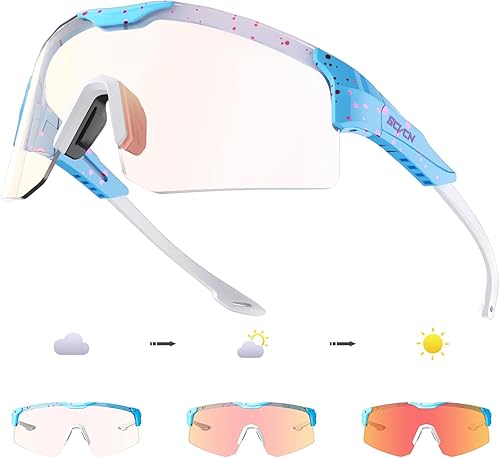 SCVCN Gafas de ciclismo fotocromáticas para hombres y mujeres, UV400, gafas deportivas para jóvenes, para correr, béisbol, golf