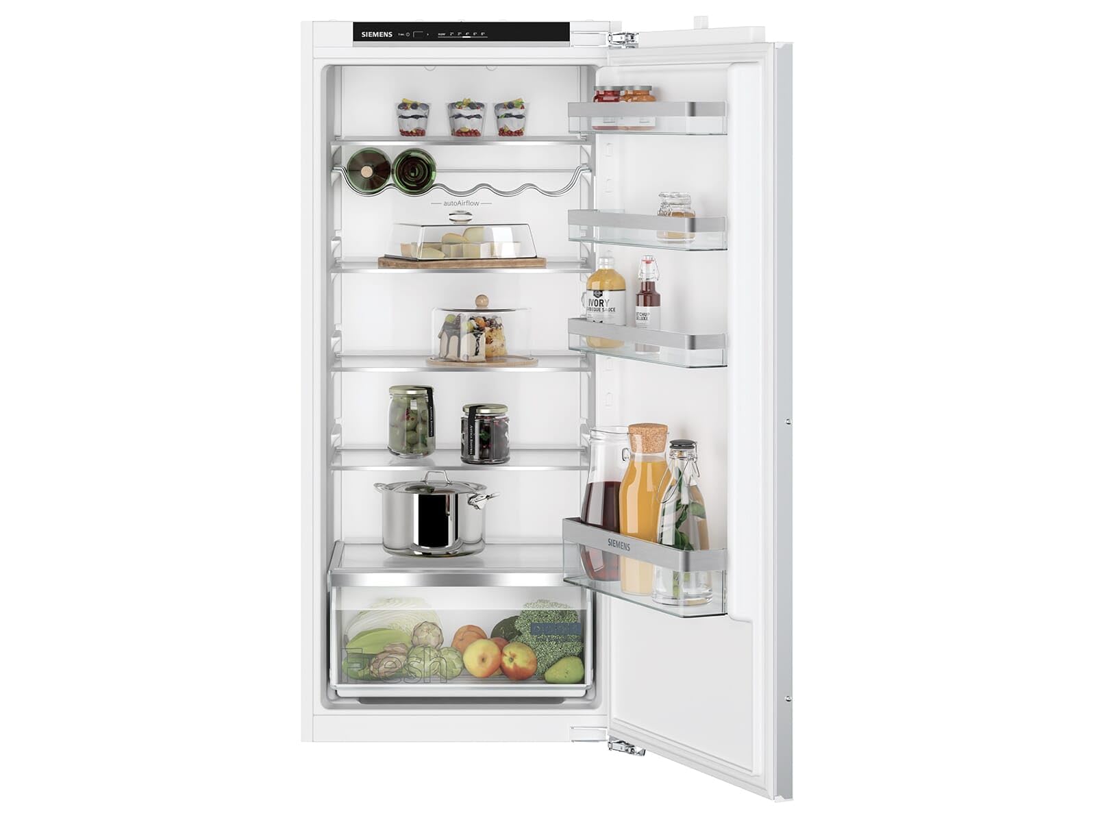 Siemens KI41RVFE0 iQ300 Einbau-Kühlschrank, 122,5 x 56 cm Nische, Flachscharnier, 204 L, LED-Beleuchtung gleichmäßige Ausleuchtung, freshBox für knackiges Obst und Gemüse