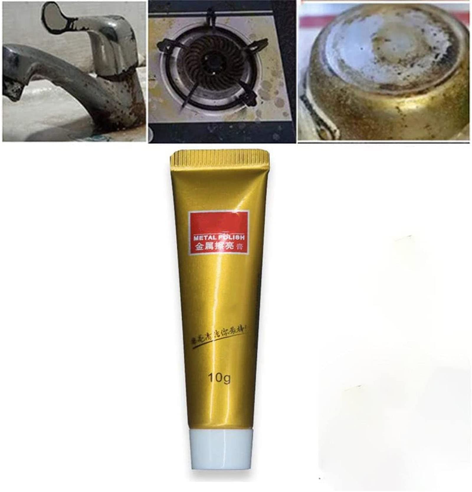GokameUltimate Metal Polish Cream10g,2022 New All Metal Polish Cream, Stainless Steel Cleaner Rust Remover, Rust Remover for Aluminum /Brass/Copper/Ceramic/Glass/Gold Polish Cleaner (1pcs)