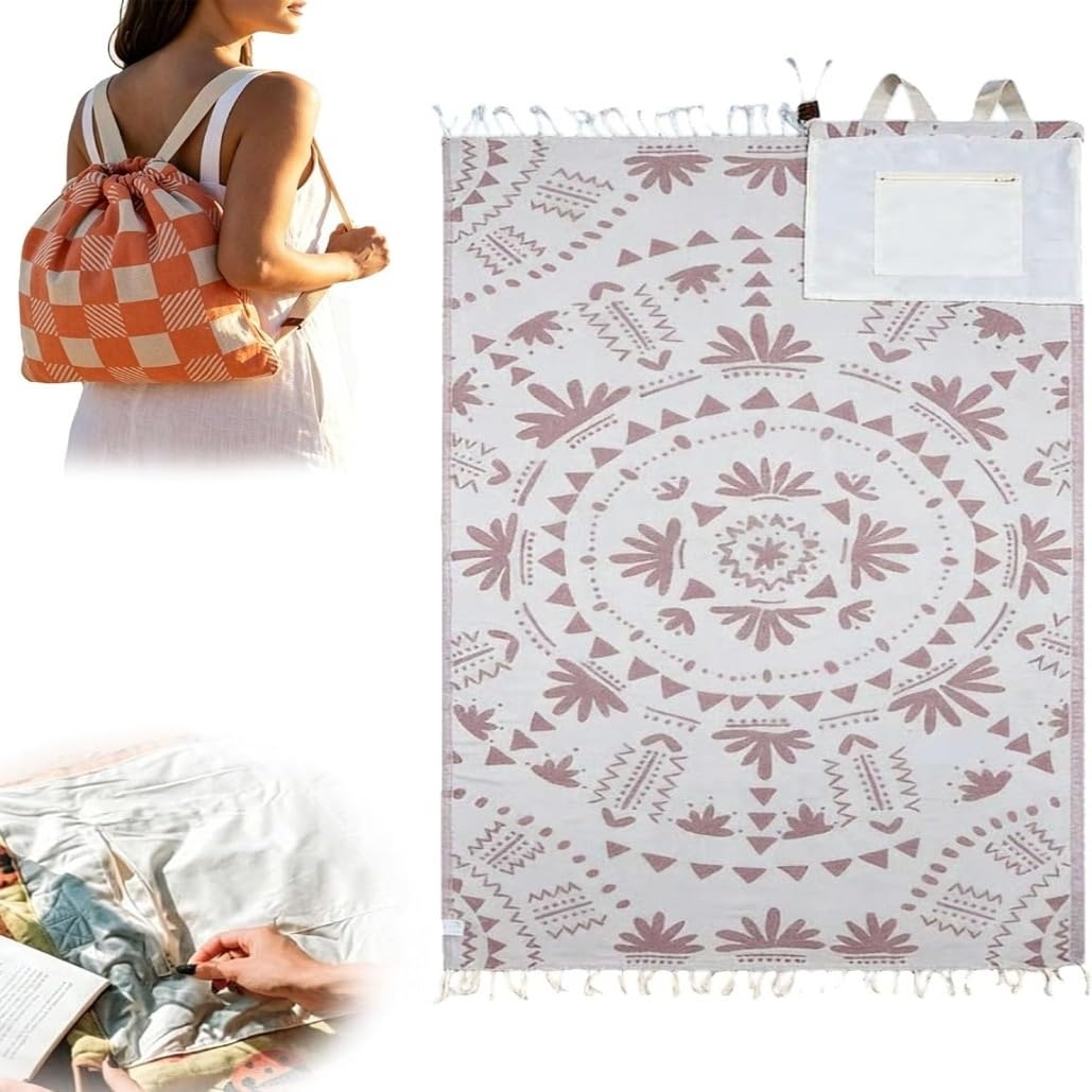 Serviette sac de plage convertible drap de bain anti-sable pour camping