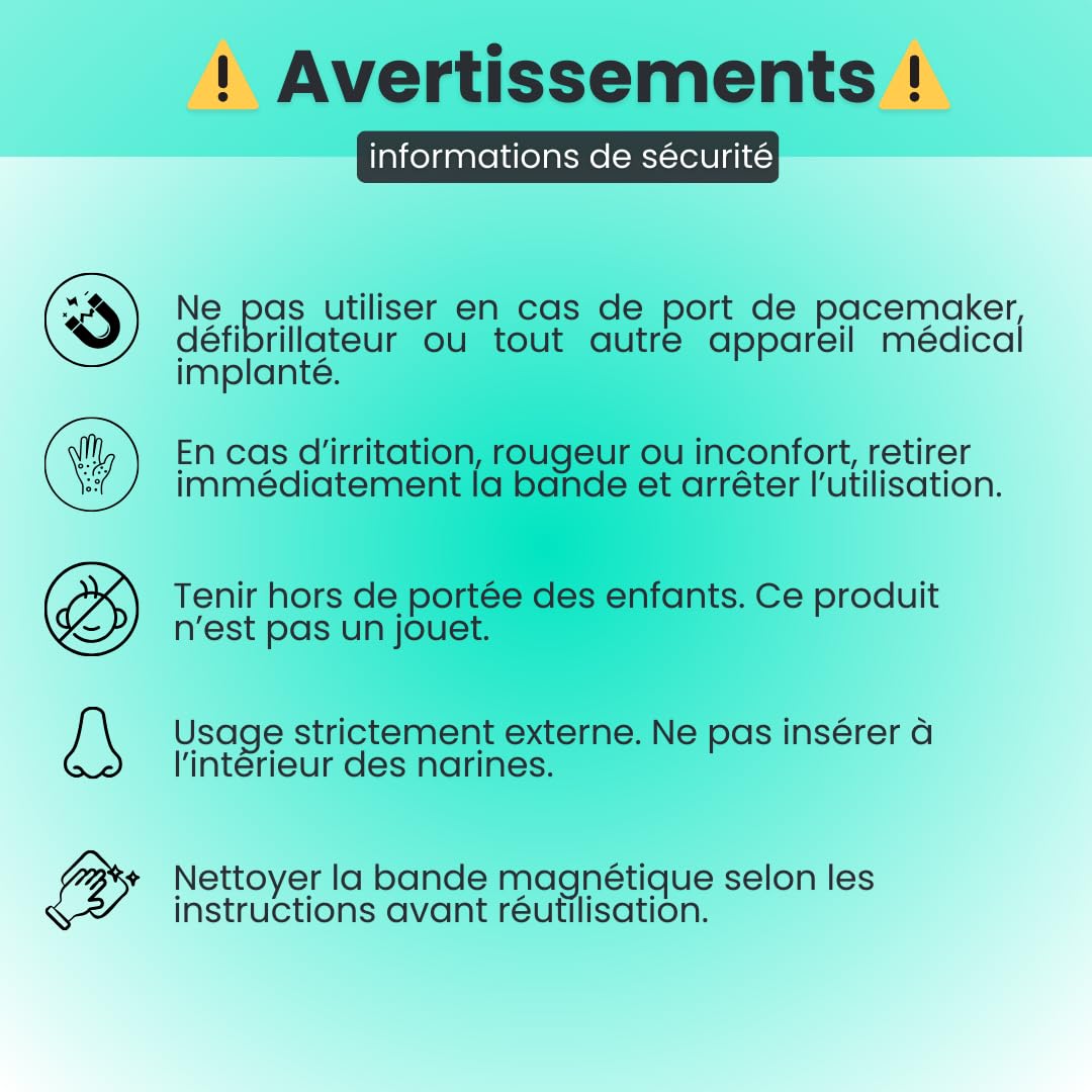 Nezzy Bandes Nasales Magnétiques – 4 Bandes Réutilisables à Vie + Patchs Adhésifs 30 Jours – Qualité Premium – Confort Respiratoire, Sommeil Réparateur, Sport, Anti-Ronflements - Marque française