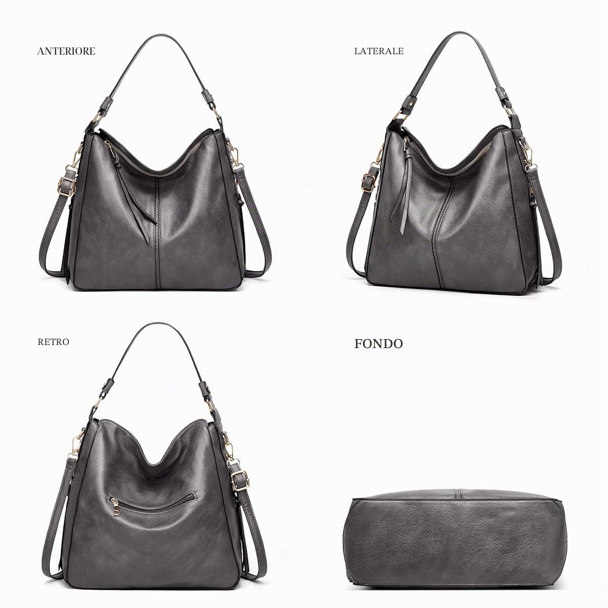 Pahajim Borsa a Spalla Grande PU Pelle Morbida Borsa Tracolla Elegante Set Borse Donna 3 pezzi Tote Bag per Lavoro Università Viaggio
