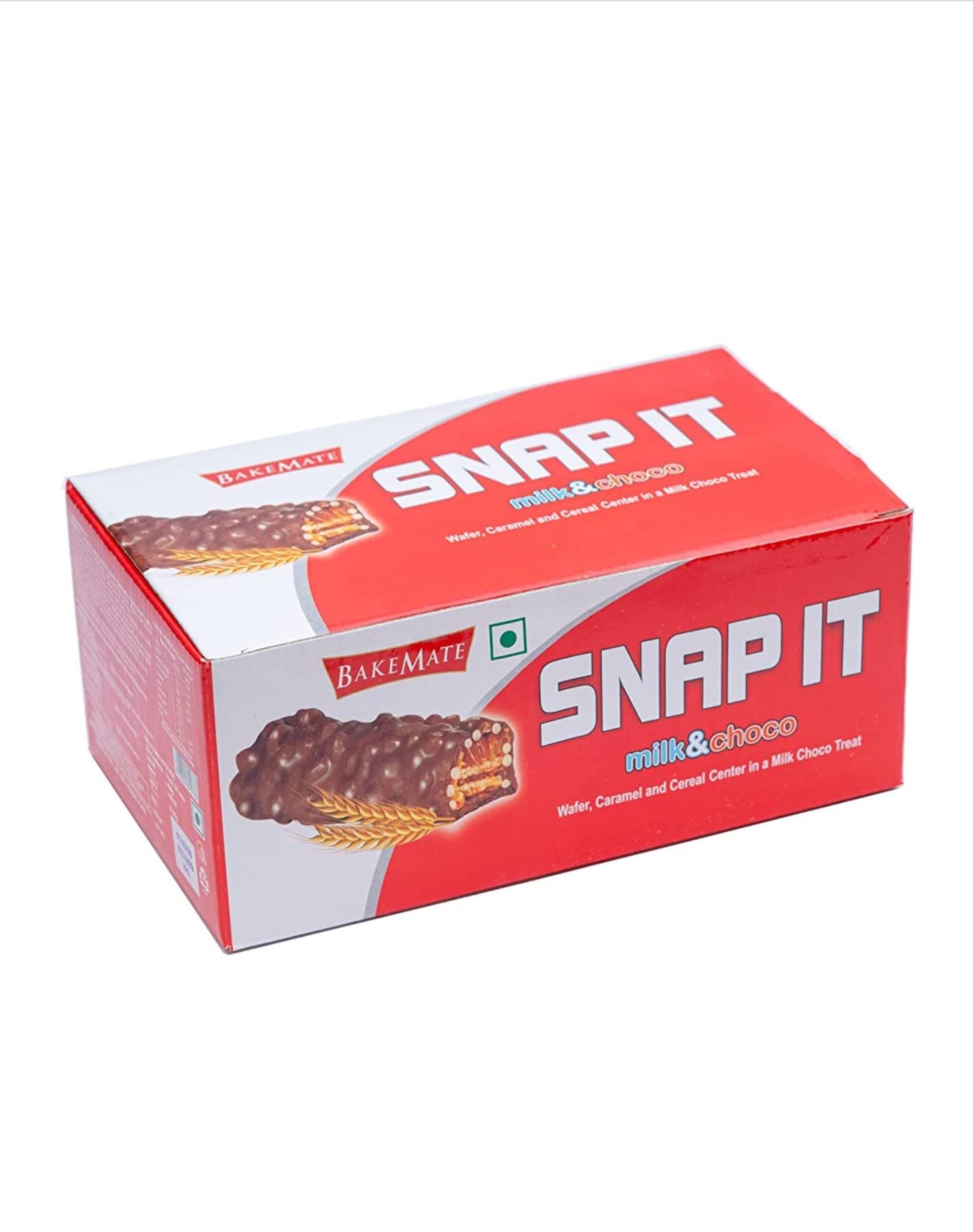 BAKEMATE Snap It Milk & Choco Wafer Caramel And Cereal Center in a Milk Choco Treat
