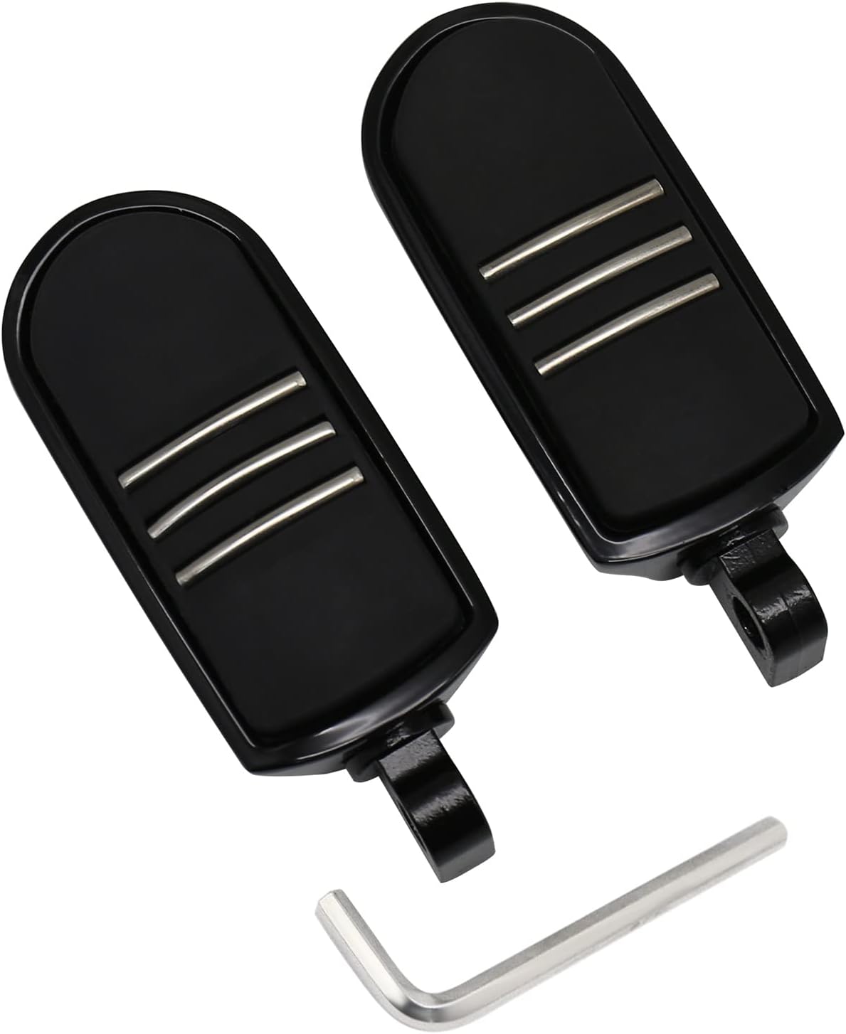 Streamliner Footpegs Foot Rest Compatible with Harley Touring Street Glide Road King Electra Glide Sportster Dyna Softail 10mm (StyleA#Black)