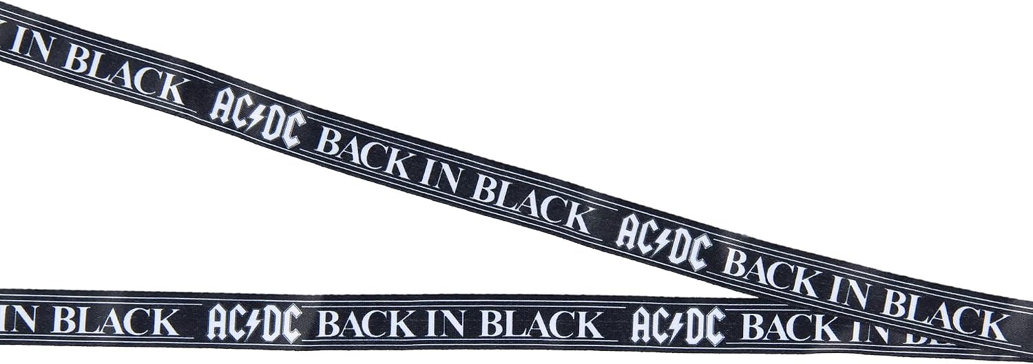 AC/DC Back in Black Reversible ID Lanyard Badge Holder with Rubber Logo Charm and Collectible Sticker (Pack of 2)