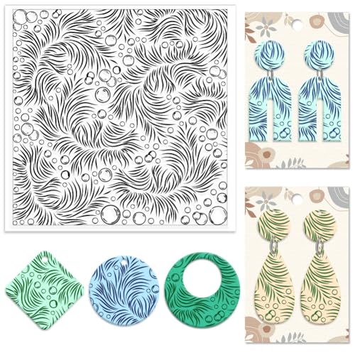 CHGCRAFT Seaweed Texture Air Bubbles Texture Silicone Texture Stamp Polymer Clay Molds DIY Clay Texture Tools for Clay Pottery Earring Jewelry Making Stamp Engraving Machines, Seaweed, 5.5x5.5inch