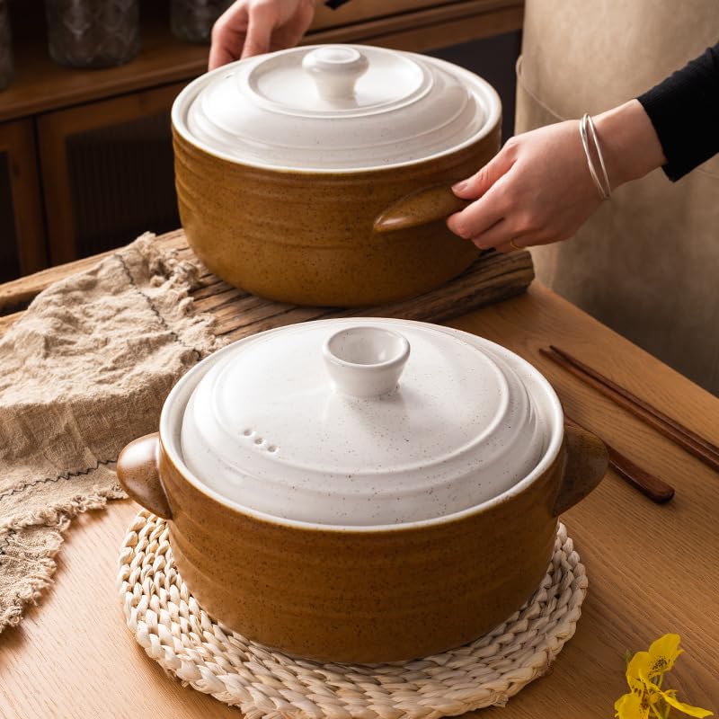 Tegame Terracotta Casseruola Zuppa Stufato Pentolina Riso in ceramica Combustione a secco ad alta temperatura senza crepe