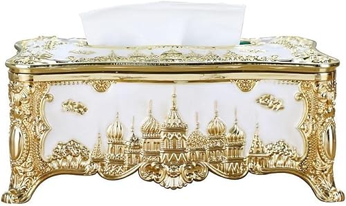 Soporte para cubierta de pañuelos, castillo creativo en relieve y diamantes de imitación rectangular de acrílico para caja de pañuelos