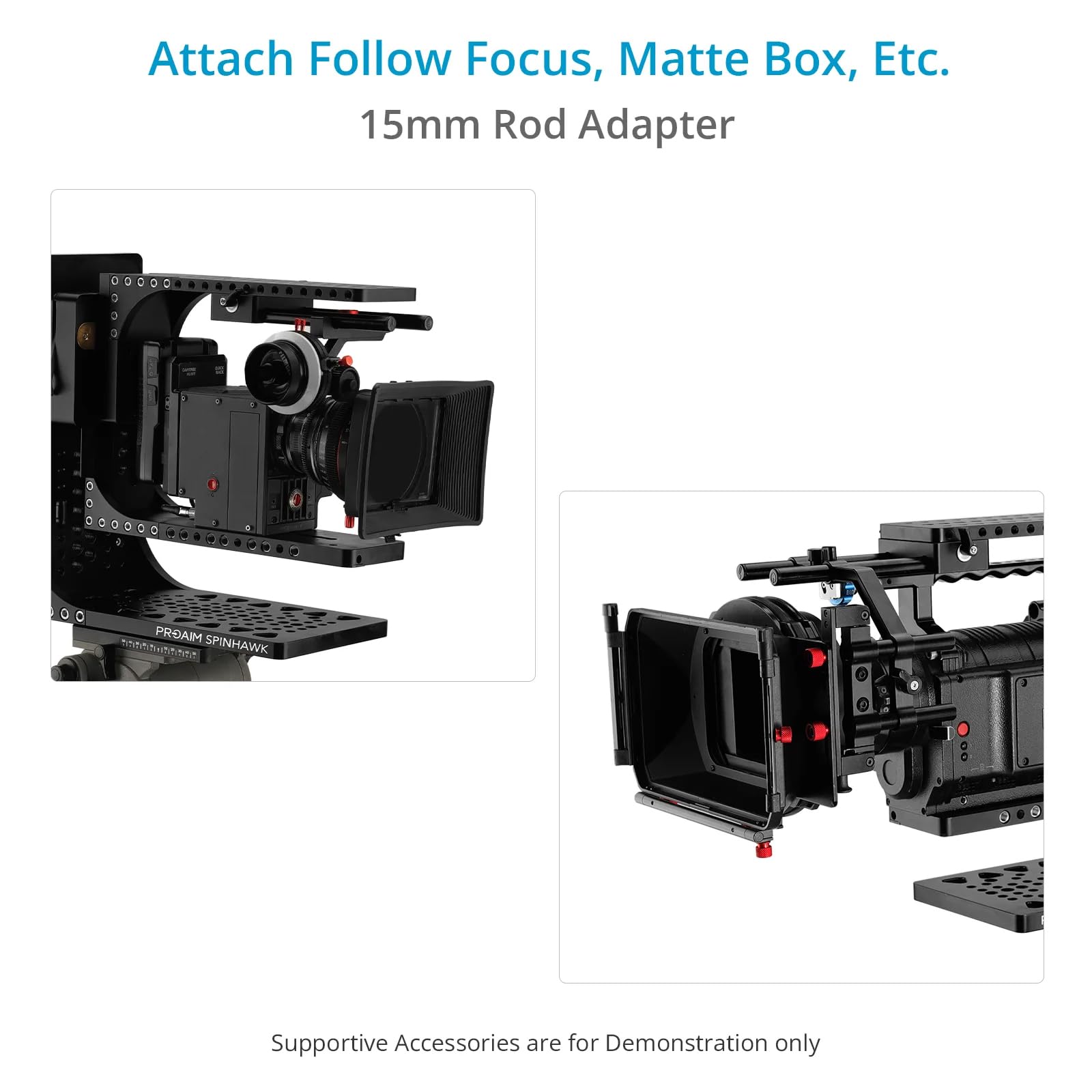 Cabezal PROAIM Spinhawk 360° para rigs de Cine Pesados, Carga 40 kg | Captura planos tipo barrel roll con manivela manual; rotación suave continua 360° para tomas cinematográficas