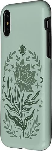Miniatura 8 de Funda celestial floral bohemia para iPhone XR con diseño de sol y luna creciente y verde