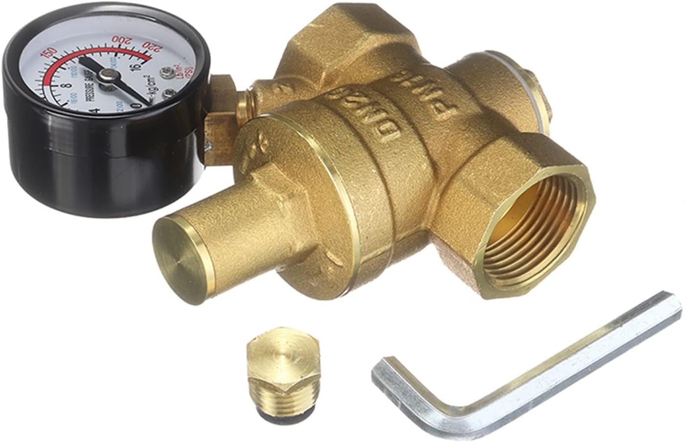 ゲージDN20 3/4インチ真鍮家庭用水圧低減レギュレーターリリースバルブ付き調節可能な減水バルブ1個
