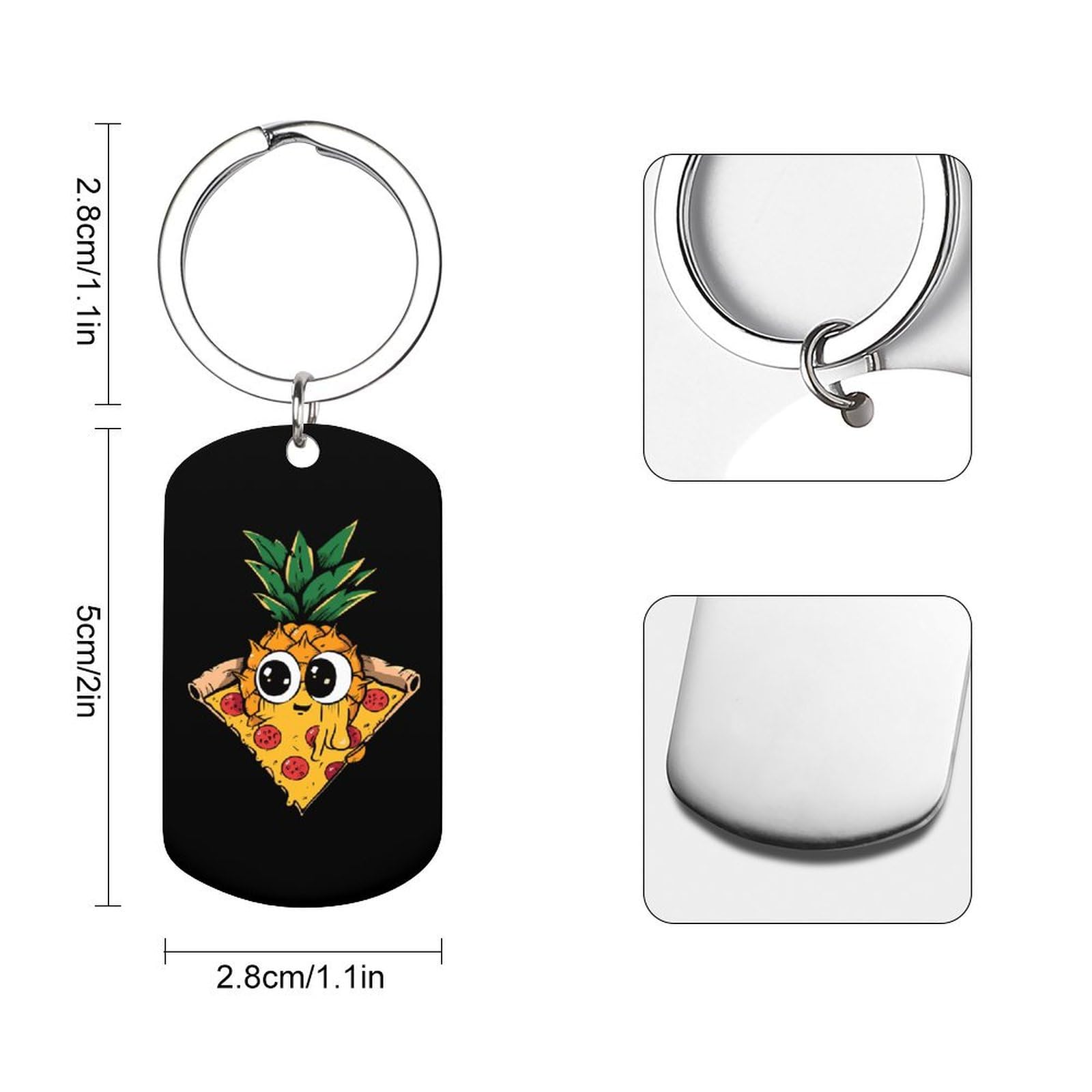 Pineapple Pizza Custom Keychains for Men Women Funny Key Chain Accessory Backpack Purse Bag Charms Gifts