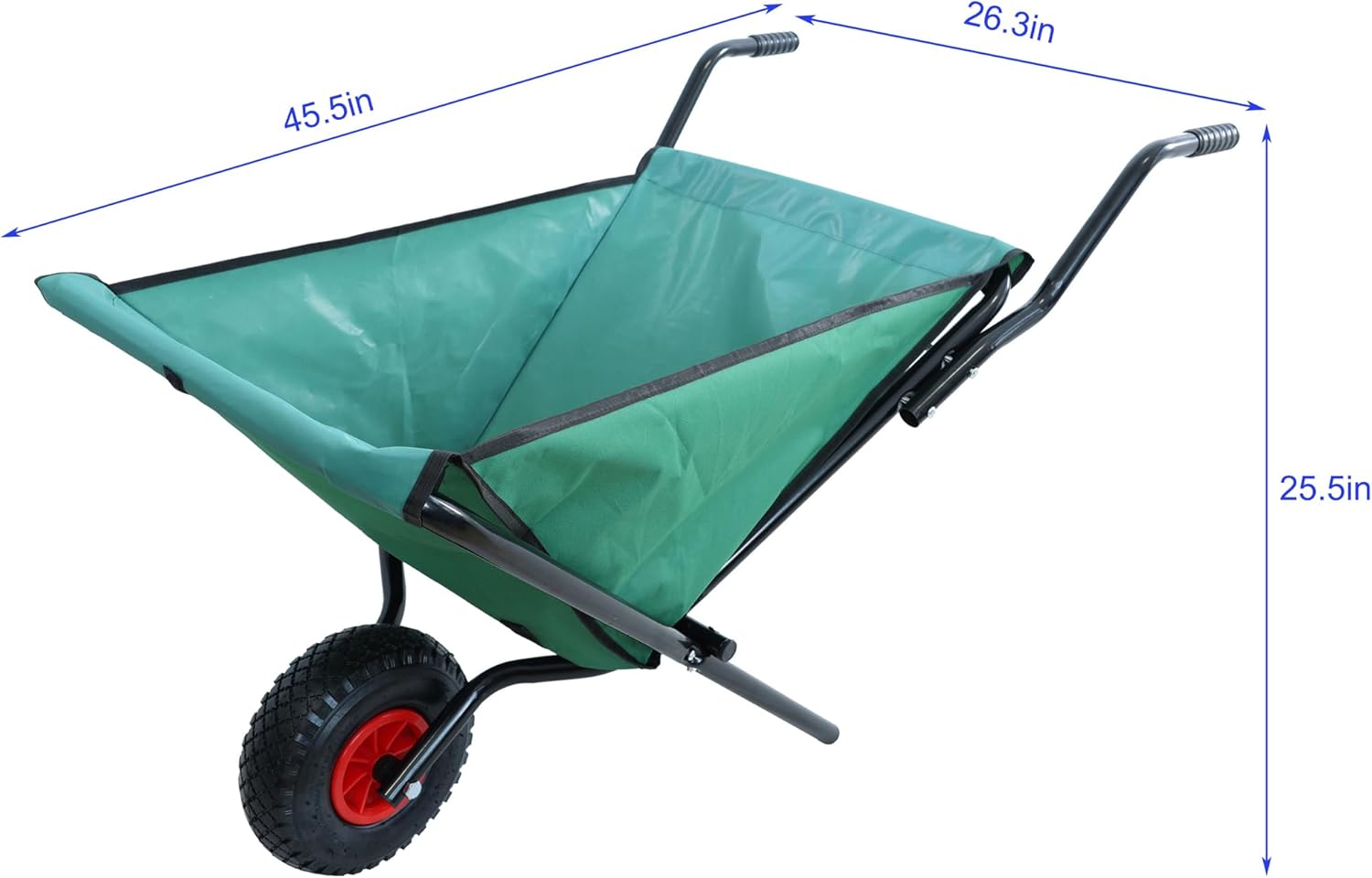 Collapsible Wheelbarrow, 176 Lbs Folding Yard Garden Wheelbarrow, Easy Loading and Dumping Garden Cart Thickened Oxford Cloth Lawn Cart for Nutrient Soil, Grass, Garden Supplies, 10" Pneumatic Tire