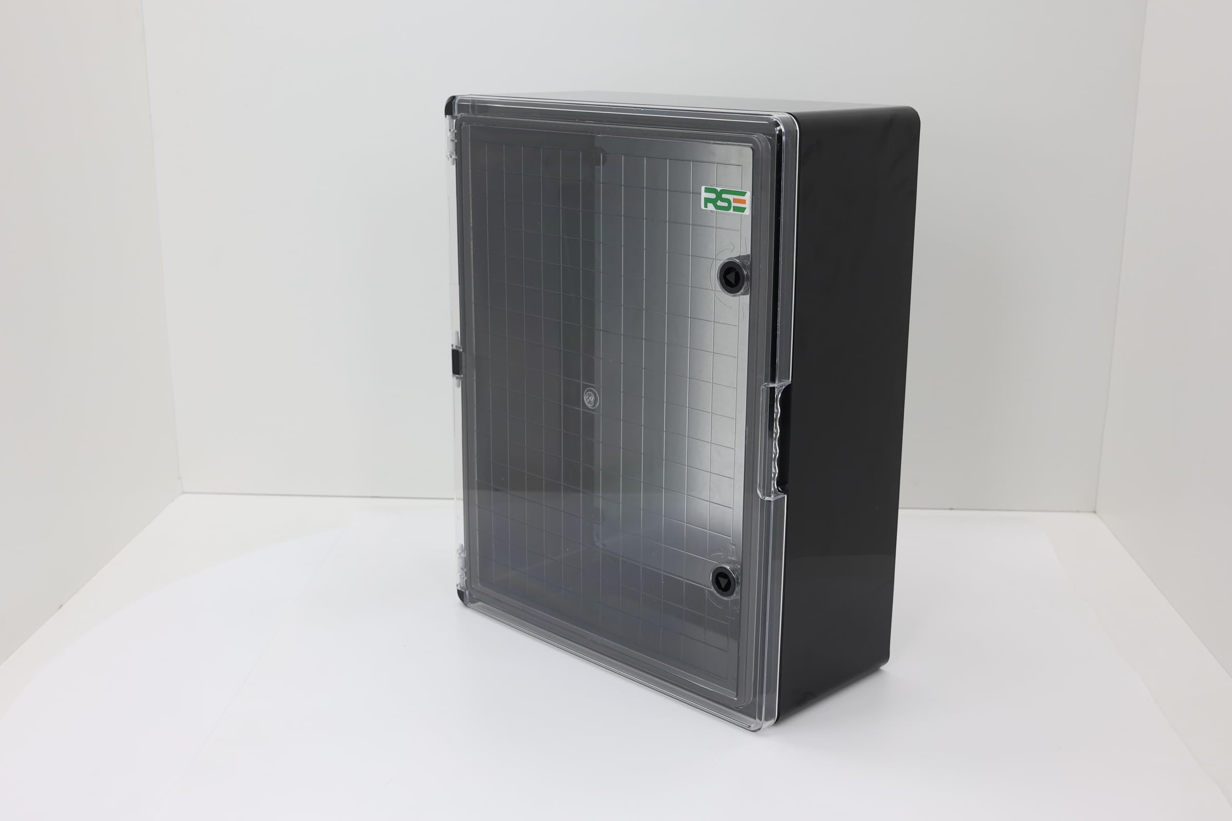 RSE Boîtier en plastique ABS, IP65, armoire murale, boîtier industriel, boîtier vide, noir, plaque de montage, verrouillage 300 x 400 x 170 mm