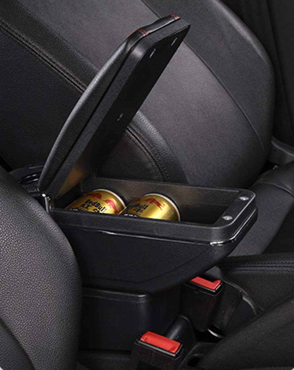 Bracciolo Console Auto Universale Grande Capacità Rosso/Nero Per Suzuki Swift 2005-2021 - Organizer Con Vano Portaoggetti