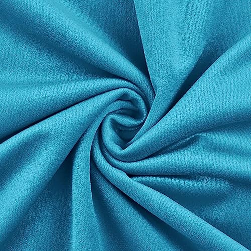 Image of Amazon Brand - Umi Velvet Eyelet Door Curtains with pom pom Lace for Living Room Bedroom Kitchen 2 pc Pack in Teal Color (Windows - 4 feet x 5 feet)