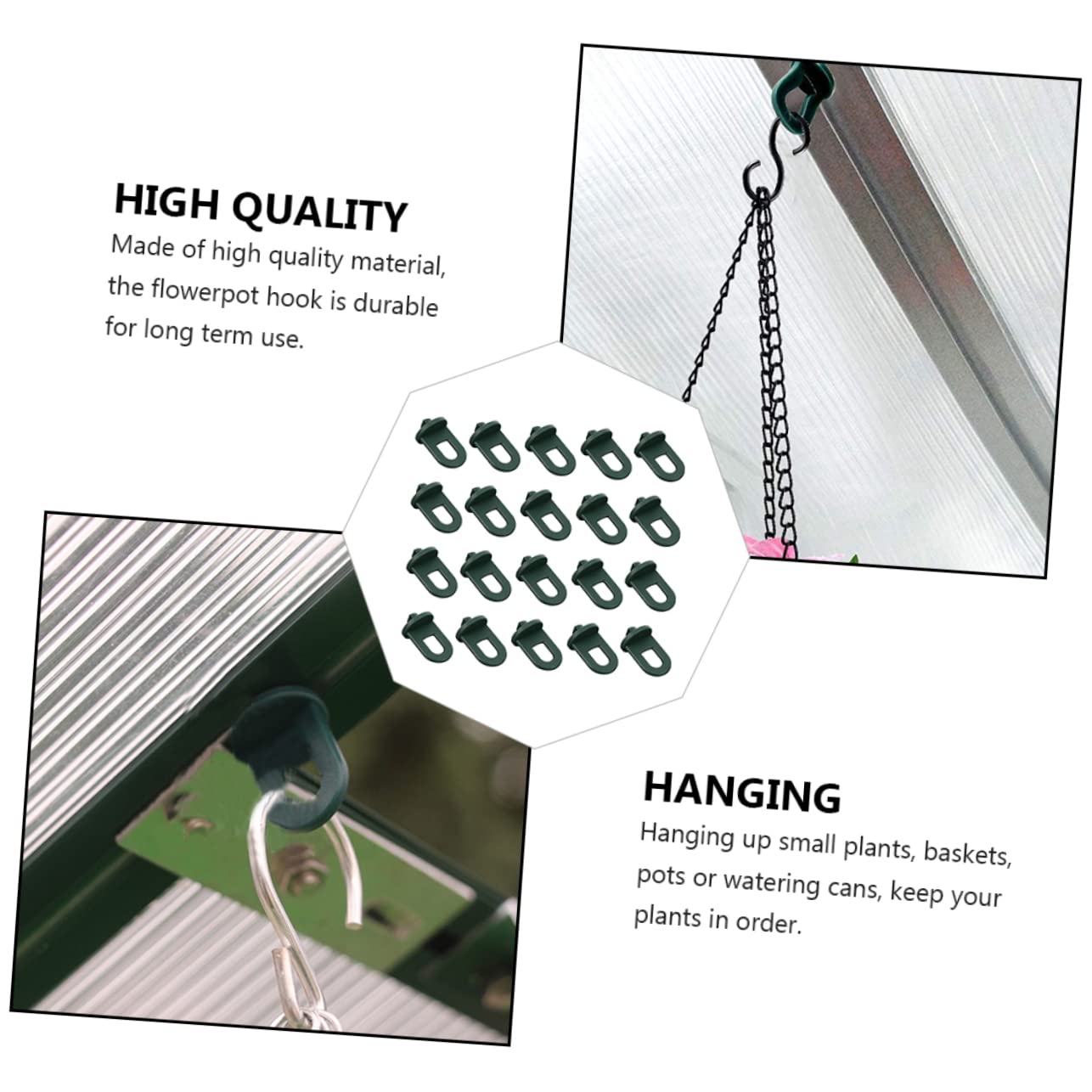 Toyvian 3 Ensembles Crochets pour Pots De Fleurs Suspendus Crochets pour Paniers Suspendus Supports pour Plantes Crochets De Suspension pour Pots De Fleurs 20 pièces * 3