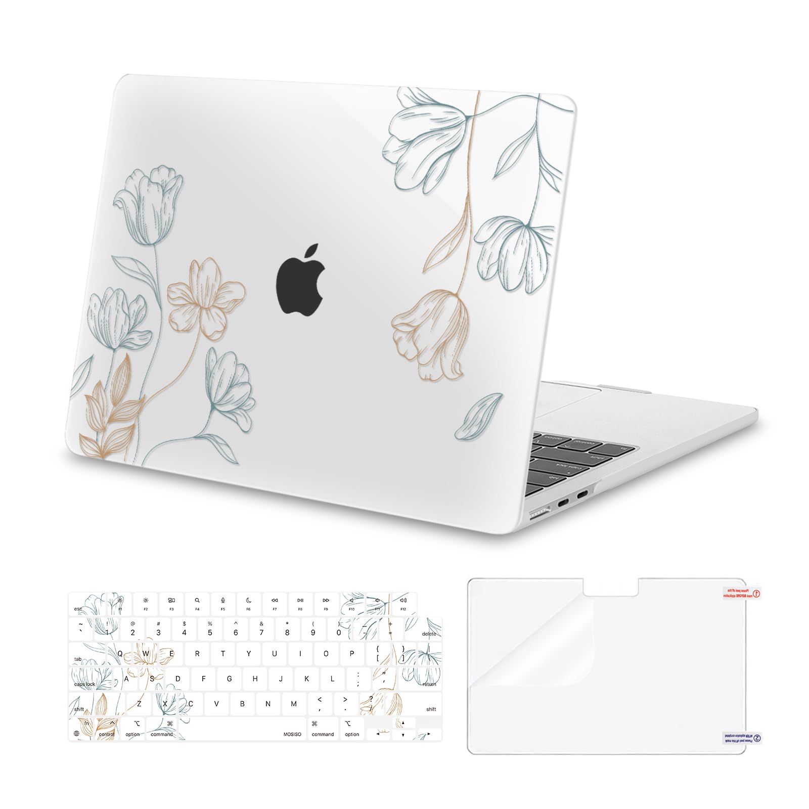 MOSISO Compatible with MacBook Air 13 inch Case 2025 2024 2023 2022 M4 A3240 M3 A3113 M2 A2681, Plastic Hard Shell&Keyboard Cover&Screen Protector for