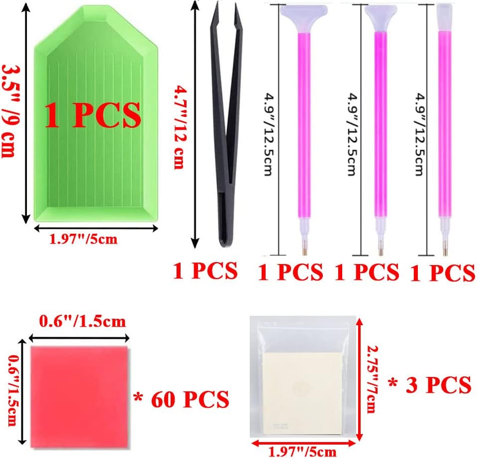 Miniatura 6 de Accesorios de pintura de diamantes y suministros de herramientas de arte, 60 piezas de arcilla de pegamento de pintura de diamante, kit de pegamento