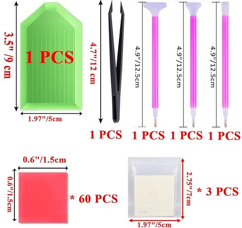 Diamond Painting Accessories & Art Tool Supplies-60Pcs Diamond Painting Glue Clay-Diy Embroidery Wax Tacky Kit-Glue Dot Clay Paint Pen For Craft 5D Cross(Include 3 Stitch Pen,1 Tray & 3 Plastic Bag) #TOP5