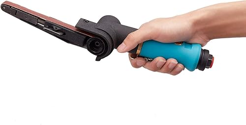 Miniatura 5 de Lijadora neumática de correa de aire, entrada de aire de 1/4 pulgadas, lijadora de banda de aire (3/8 pulgadas x 13 pulgadas) con 12 correas