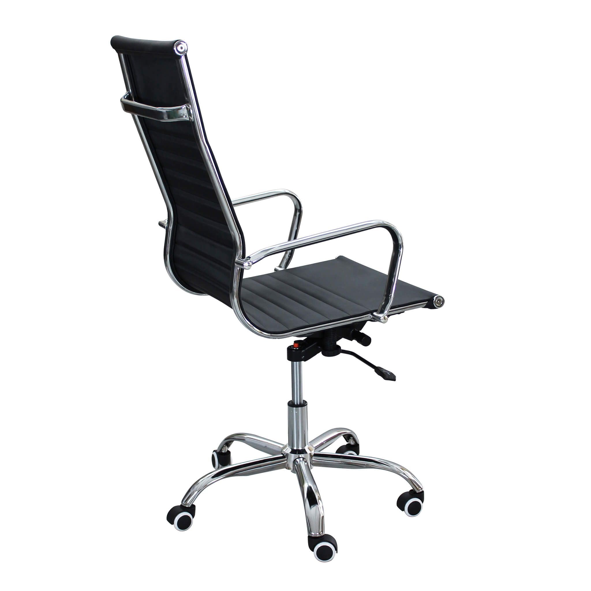 milani home - sedia ufficio ergonomica girevole con poggiatesta, supporto lombare, braccioli, ecopelle nera, nero