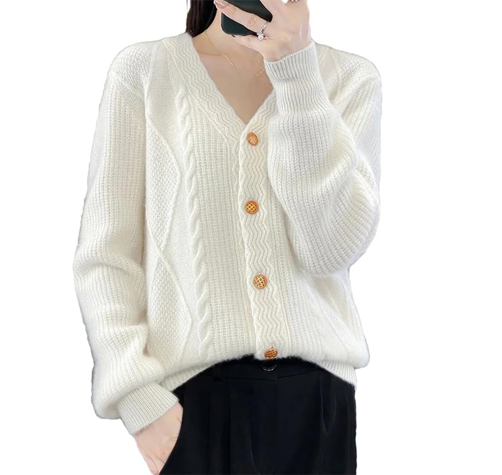 Dninmim Maglione da donna a collo alto in lana, per autunno e inverno, vestibilità larga, camicia morbida