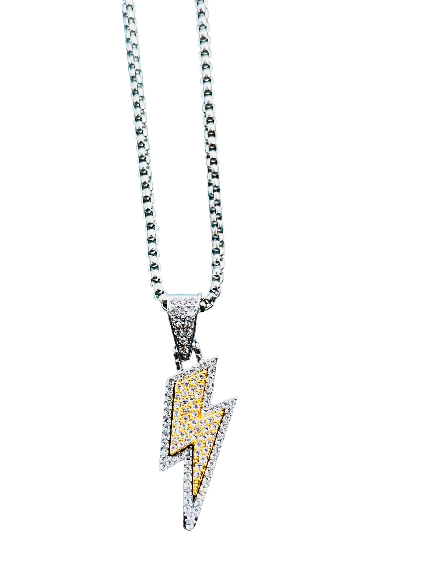 Elegant Attire Club Flash Dimand Necklace with Lightning Bolt Pendant in Matte Black for Boys Girls Men/Women. (B0CKPKW3YC) Amazon Price History, Amazon Price Tracker