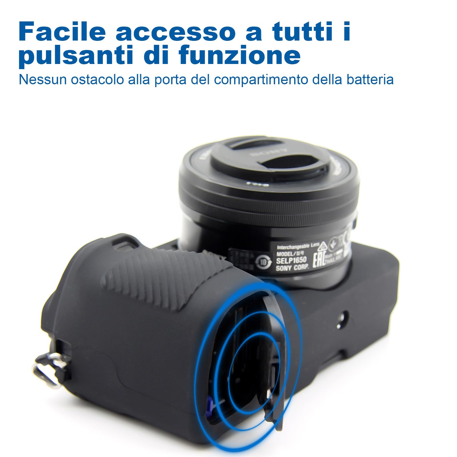 Easy Hood Custodia per Fotocamera Sony Alpha 6400,Antigraffio,Nero | Custodia in Silicone Morbido,Leggera,Protezione da Viaggio