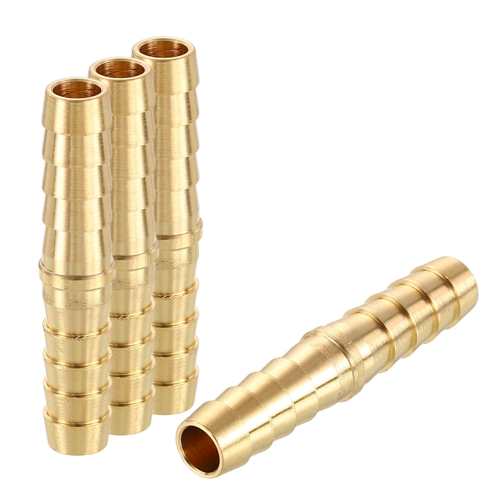 Rebower 4 Pack Brass Hose Barb Adapter, 5/16" Barb to 5/16" for Industrial, Automotive, Fluid Transfer, Home Gardening, and Water Treatment