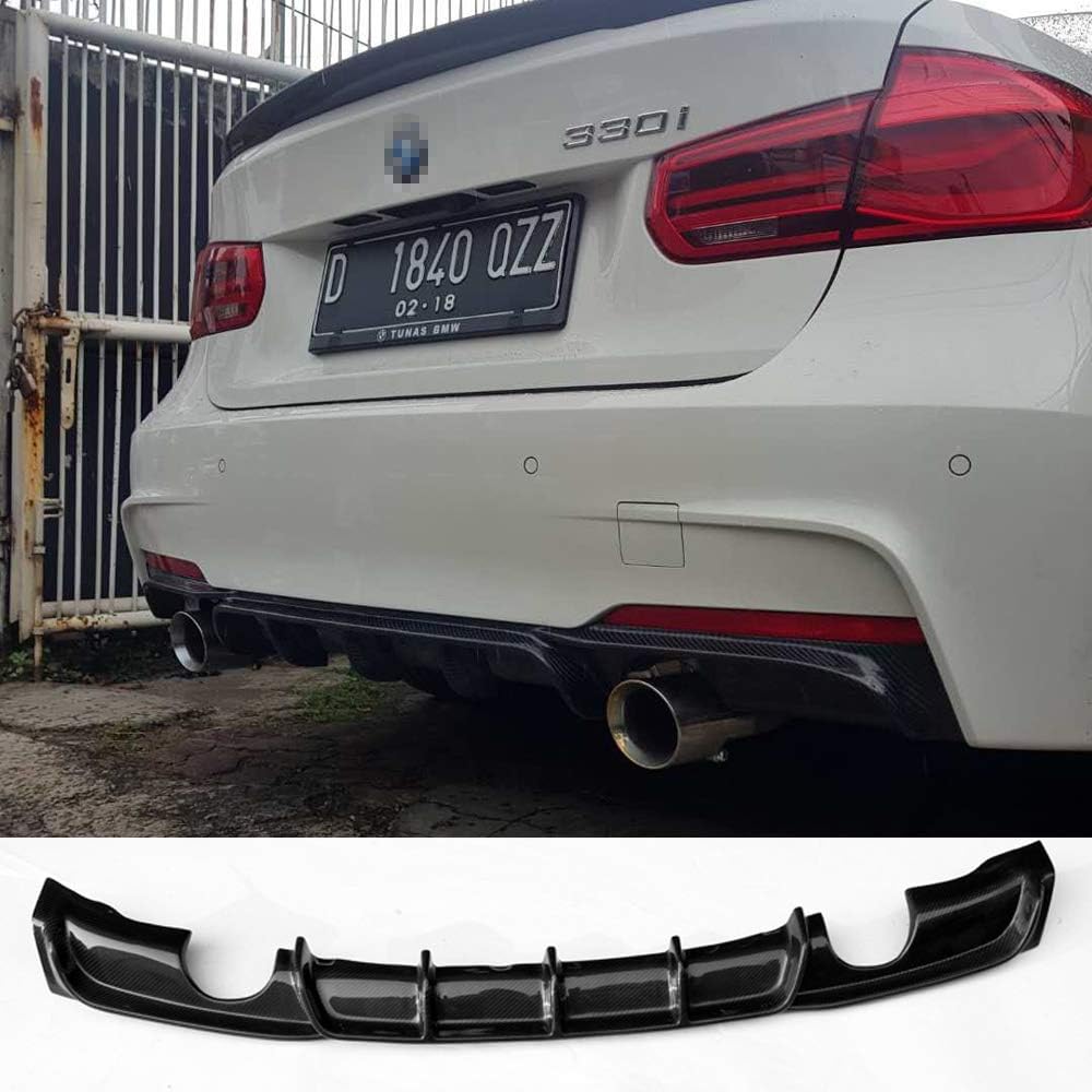 Diffuser for BMW F30 M Sport Bumper 12-17 dual exhaust one outlet 3 Series Carbon Fiber Black Car Rear Bumper lip spoiler