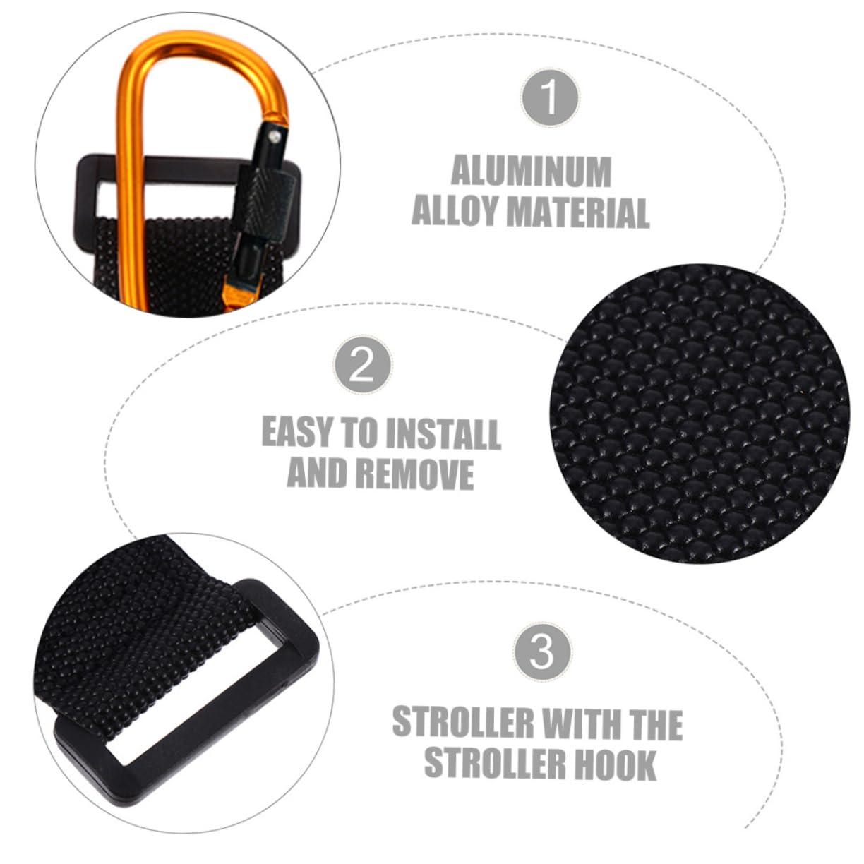 Toddmomy 4pcs - Stroller Hooks for Diaper Bags Stroller Accessories Secure for Shopping Convenient Hanging for Parents