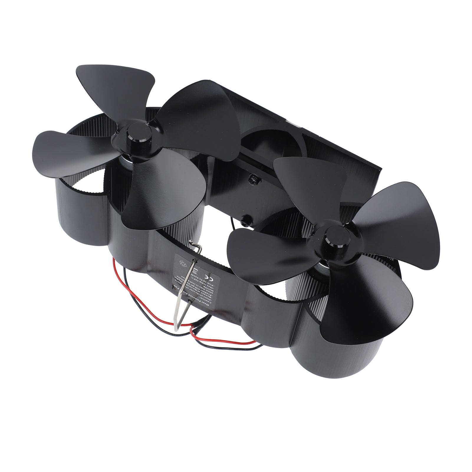 SIXRUN Ventilatore per Stufa Ventilatore per Stufa a Legna Alimentato a Calore Lega di Alluminio 4 Pale Ventola di Ricambio a Doppia Testa per a Cherosene a Legna Camino Riscaldamento Domestico