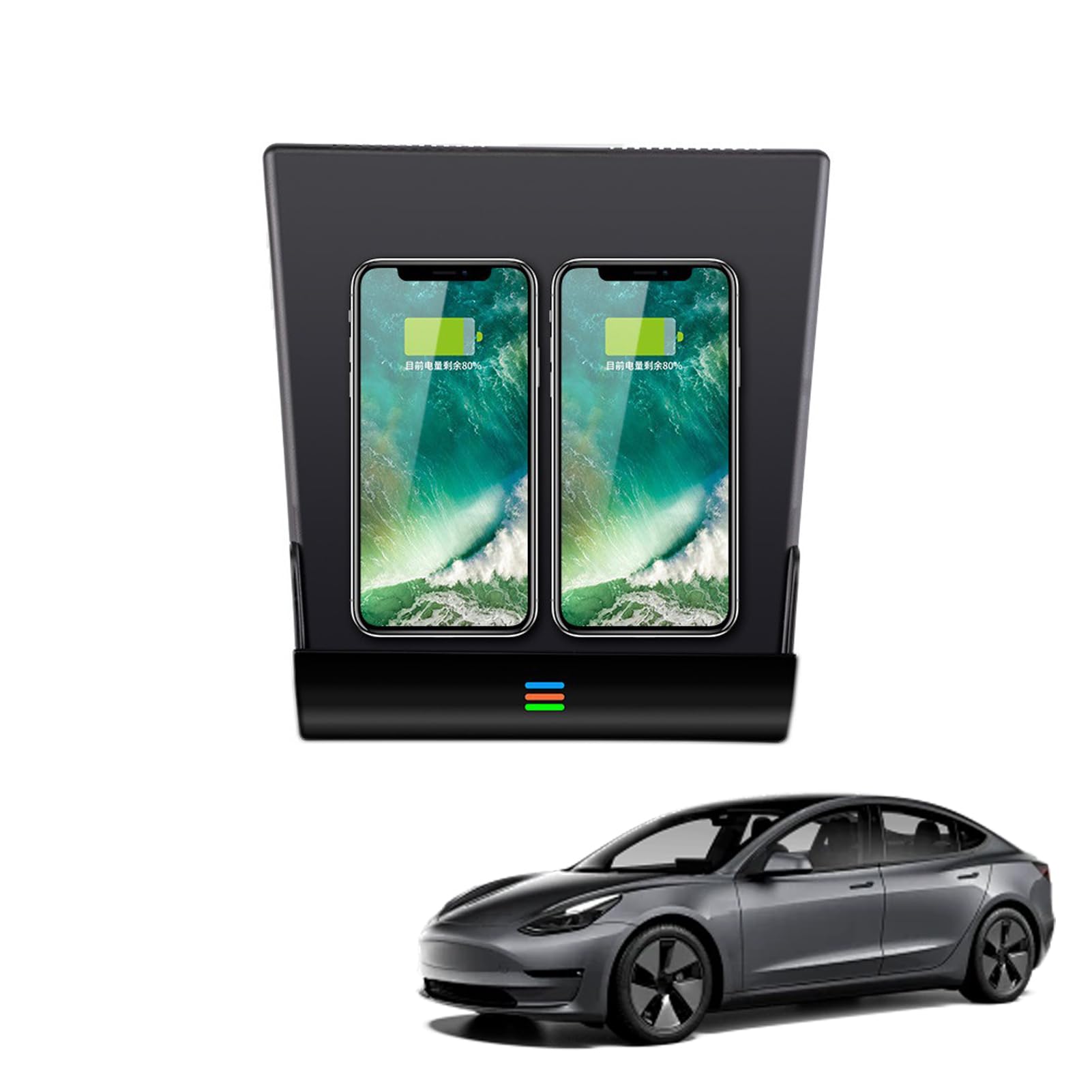 Caricatore Wireless per Tesla Model 3 2019 2020,Caricatore Senza Fili Per Auto,15W Qi Caricatore Wireless Auto,Wireless Vassoio Ricarica Rapida,Accessori Caricatore Console Centrale