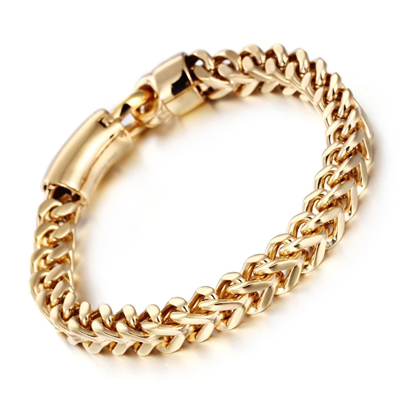 Pulseras para hombre de plata, pulseras de cadena simple y elegante pulsera de acero inoxidable para hombre, 160x8mm, Sin piedras preciosas
