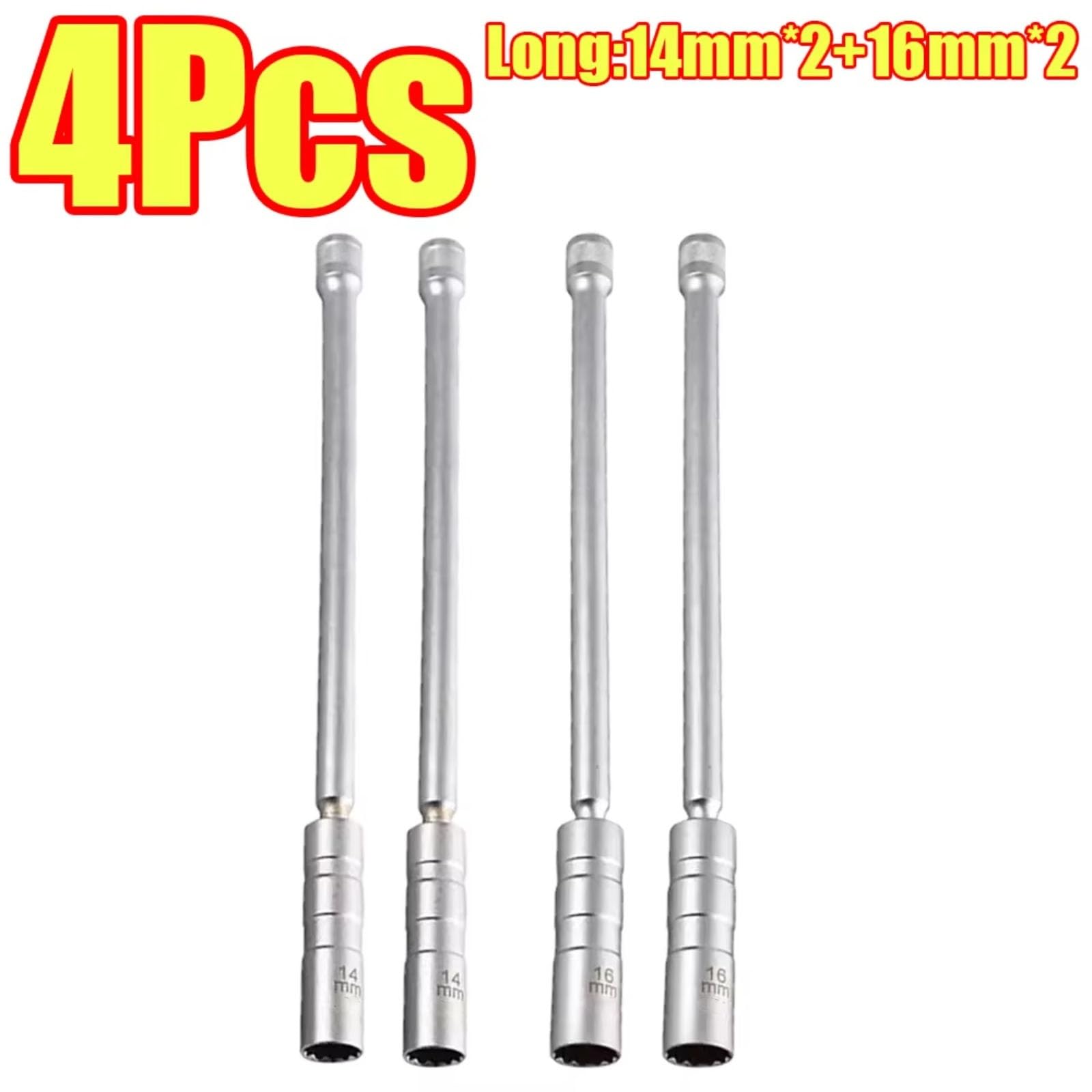 Llave De Enchufe Bujía Magnética Giratoria Delgada para Pared 4 Uds Herramienta Extracción Bujías Encendido De Chispas Largas 14mm 16mm Juego de Llave para Bujías