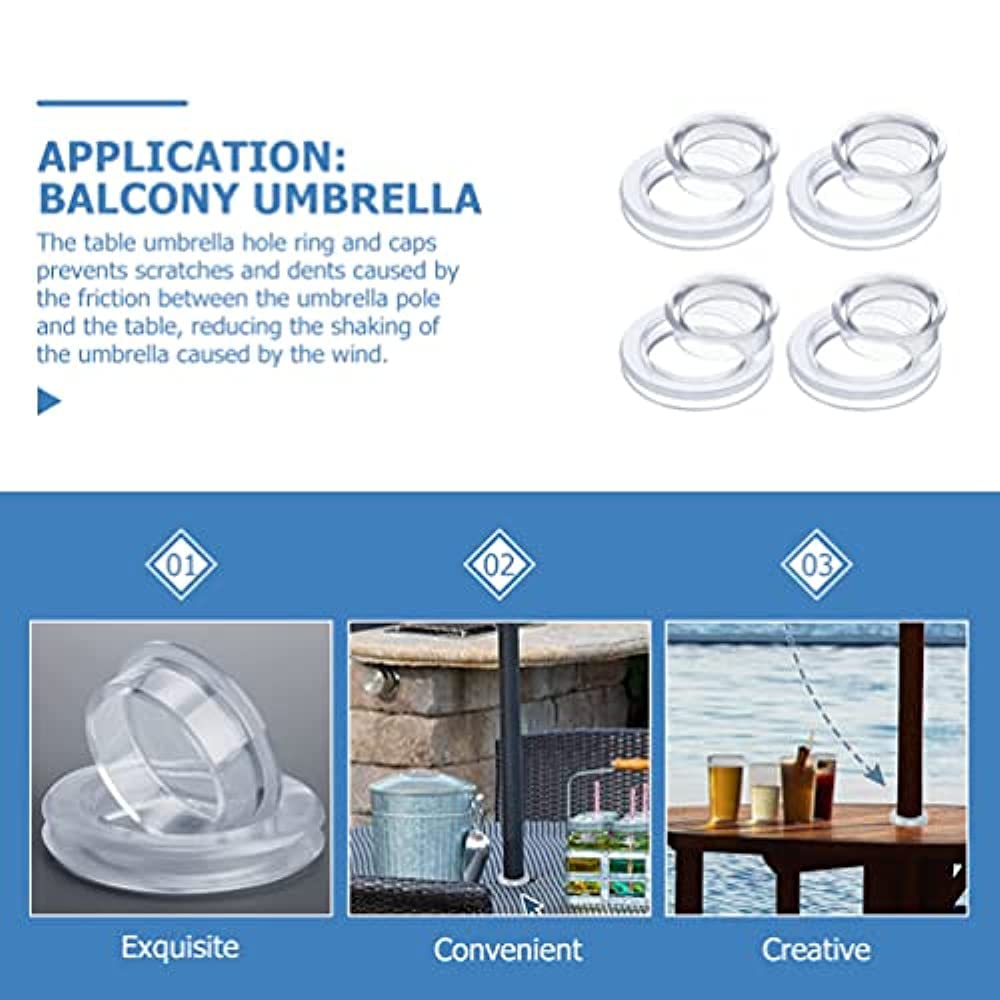 AIEX 2 Pezzi Anelli per Fori per Ombrellone, Silicone Morbido Tappo Foro Ombrellone Tavolo per Fori da Tavolo da Patio da 5cm a 6,4cm 3,8cm e Pali per Ombrellone più Piccoli (Nero