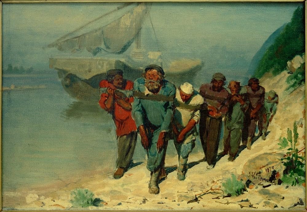 Tableau Studie Zu Die Wolgatreidler par Ilya Repin impression d'art sur toile 60x90cm