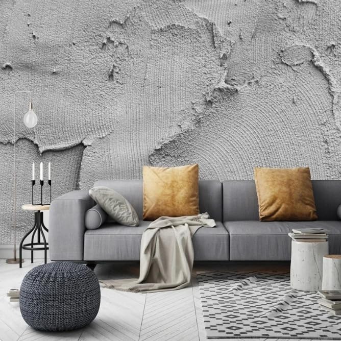 Papier peint photo rétro texture ciment pour créer une ambiance loft industriel dans la chambre