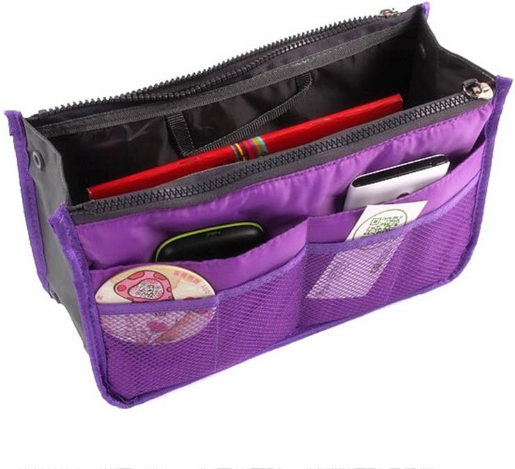 Handbag Pouch Bag in Bag Organiser Insert Organizer Tidy Travel Cosmetic Pocket Tool Bags - Purple